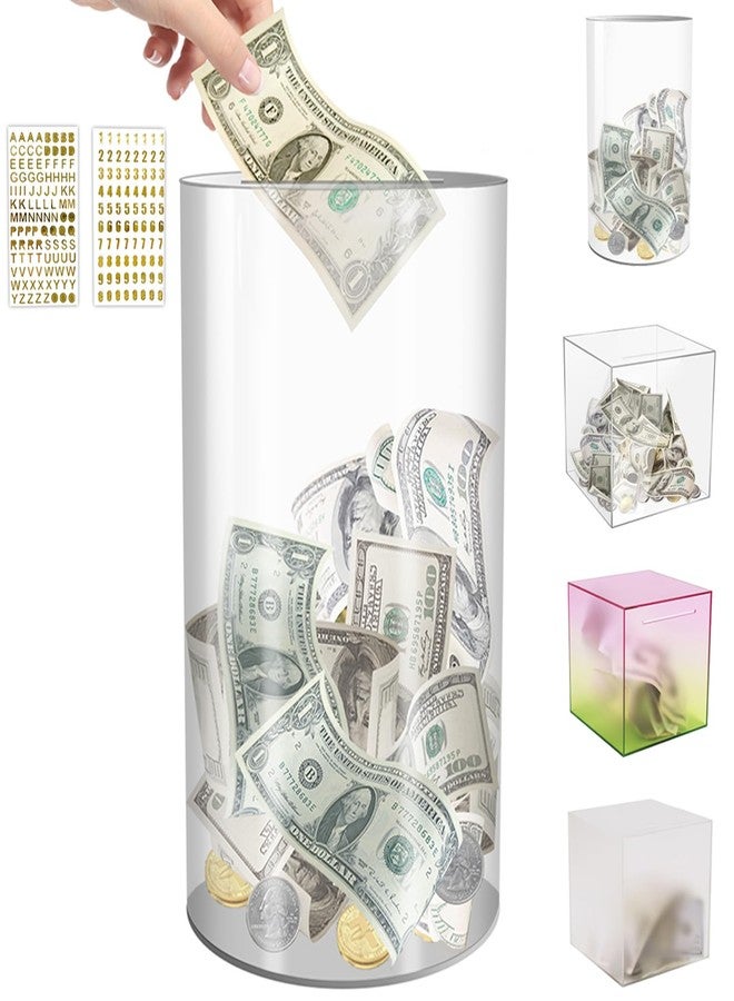 AIPOR Clear Piggy Bank for Adults Kids Must Break to Open,Unopenable Acrylic Clear Piggy Bank Money Saving Box Birthday Gift for Boys Girls,Size 10" H x 6" Diameter (Large) - Image 1